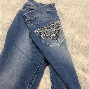 Stylish Blue Boot Cut Jeans with Embroidery